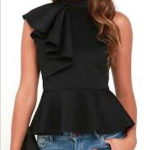 Lulus Forever More Black Peplum Top